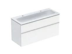 Geberit ICon - Mueble Con Lavabo Doble, 118x48x63 Cm, 2 Cajones, KeraTect, Blanco Brillante 502.334.01.1