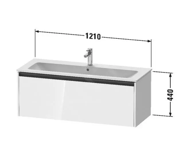 Duravit Ketho.2 - Mueble De Lavabo 440x1210x480 Mm, 1 Cajón, Blanco Mate K25065018180000 - Imagen 2