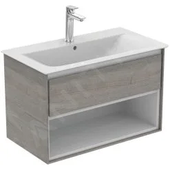 Ideal Standard Connect Air - Mueble Bajo Lavabo 800x440x517mm Mm, Roble Gris/blanco Mate E0827PS