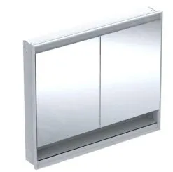 Geberit ONE - Mueble Con Espejo Con Iluminación LED, 1050x900x150 Mm, 2 Puertas, Con Nicho, Empotrable, Aluminio 505.824.00.1