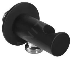 Sapho Accesorios - Codo De Pared Con Soporte, Redondo, Negro Mate SG203NE