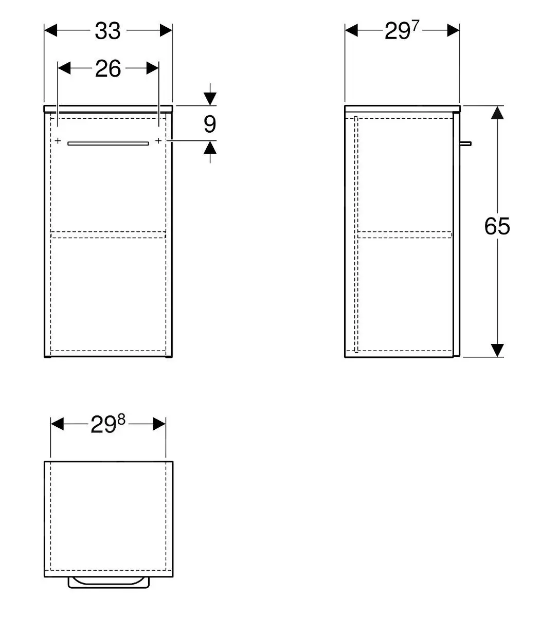 Geberit Selnova Square - Armario Superior Lateral 650x330x297 Mm, 1 Puerta, Lava Mate 501.273.00.1 - Imagen 2