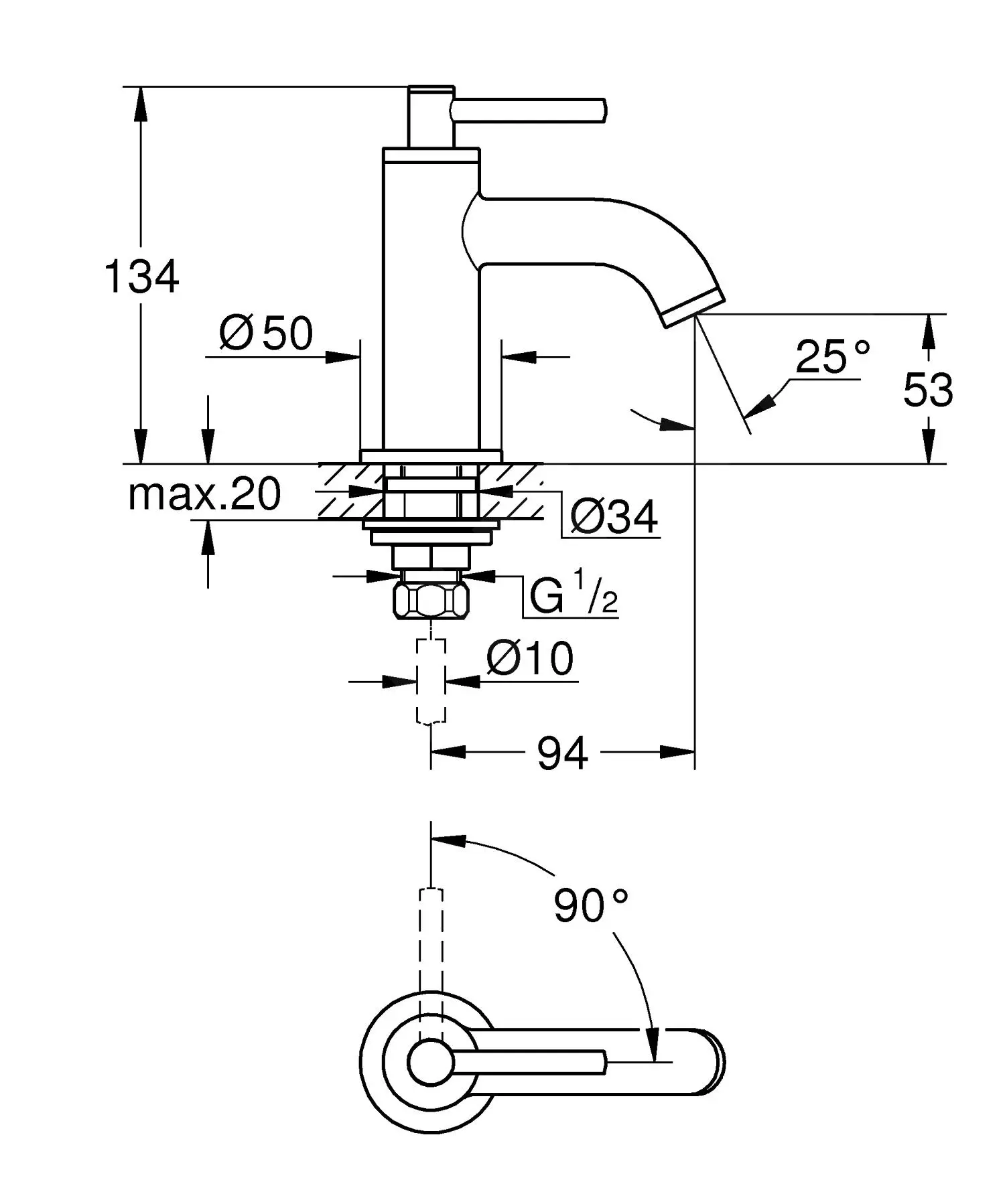 Grohe Atrio - Grifo De Agua Fría Para Lavabo, Tamaño XS, Supersteel 20021DC3 - Imagen 2