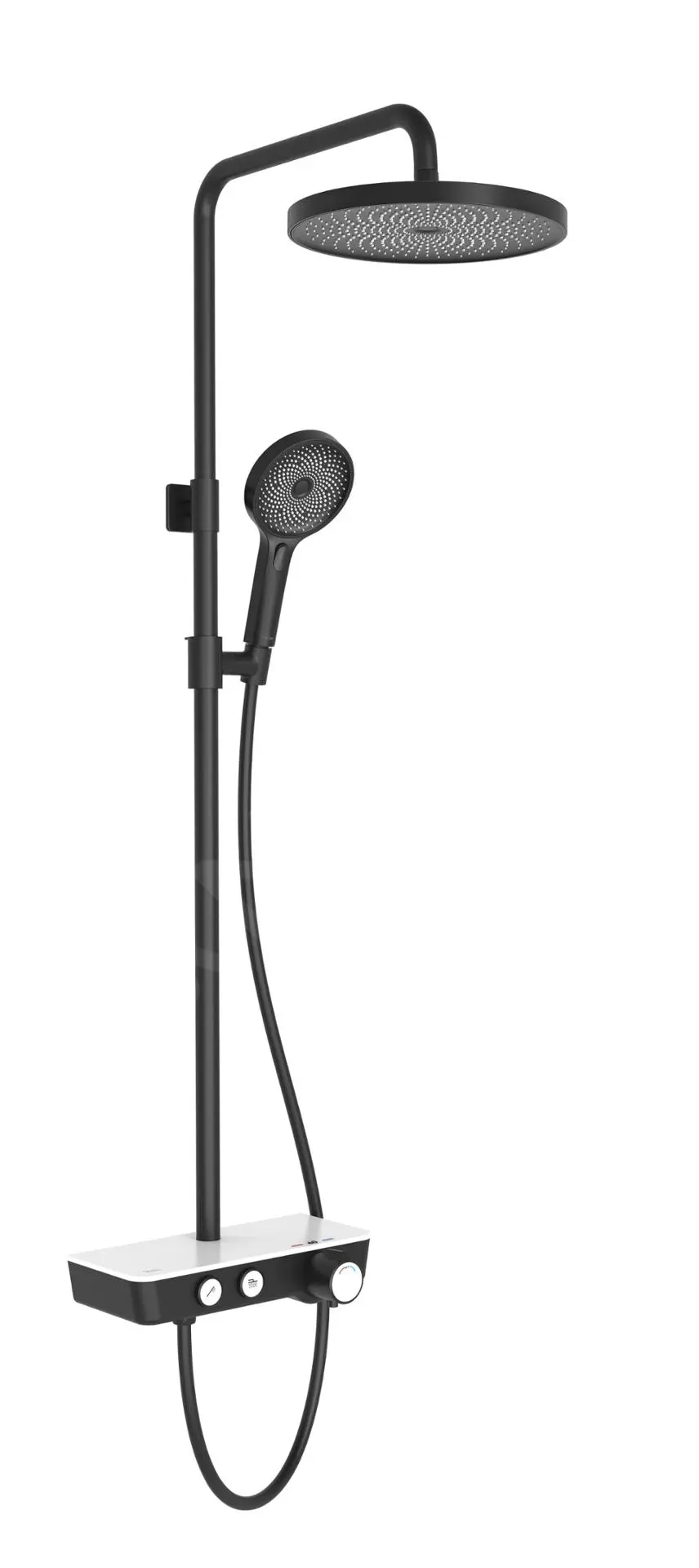Kielle Aura - Conjunto De Ducha Con Termostato, 260 Mm, 3 Chorros, Negro/color Blanco 20602004