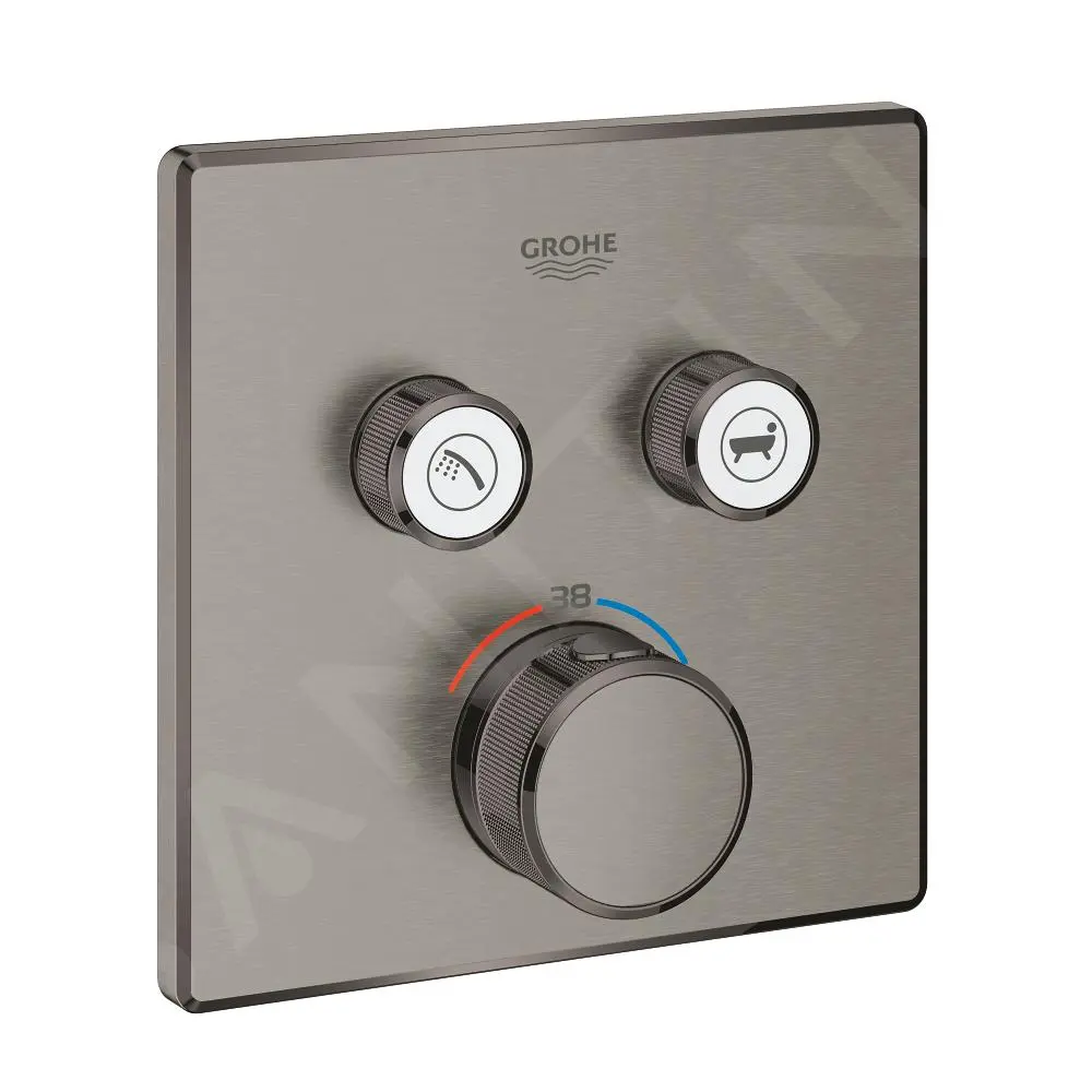 Grohe Grohtherm SmartControl - Grifo Empotrado Termostático, 2 Válvulas, Hard Graphite Cepillado 29124AL0
