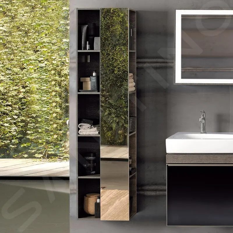 Geberit Citterio - Armario Con Estantes 1600x400 Mm Con Espejo, Roble Gris-marrón 500.569.JJ.1 - Imagen 3