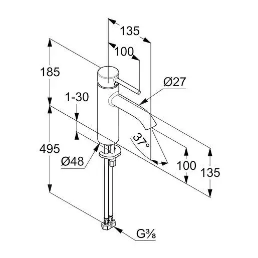 Kludi Bozz - Grifo De Lavabo, Cromo 382820576 - Imagen 2