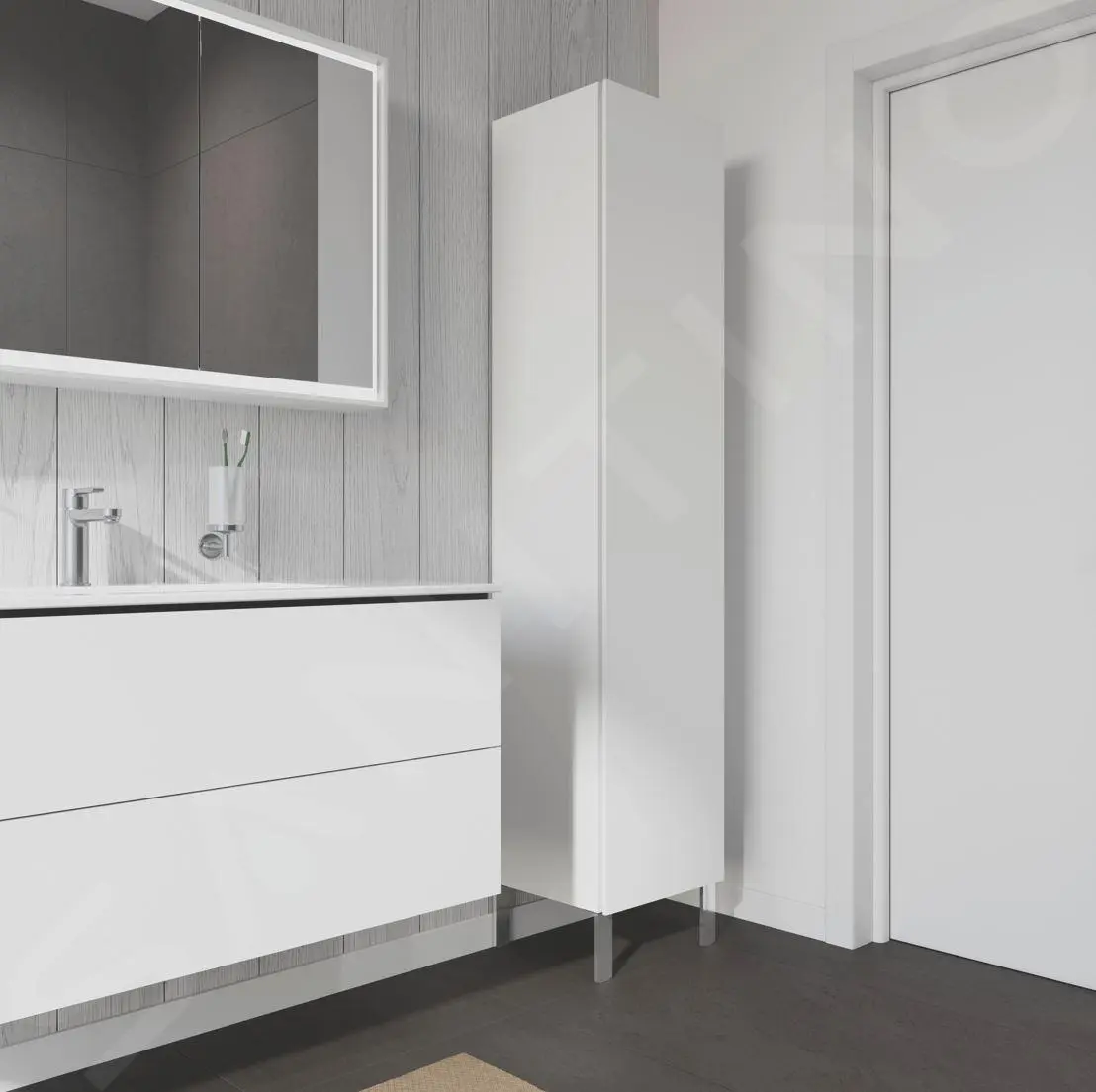 Duravit L-Cube - Armario Alto Para Baño 1760x400x363 Mm, Bisagras A La Izquierda, Blanco Mate LC1180L1818 - Imagen 5