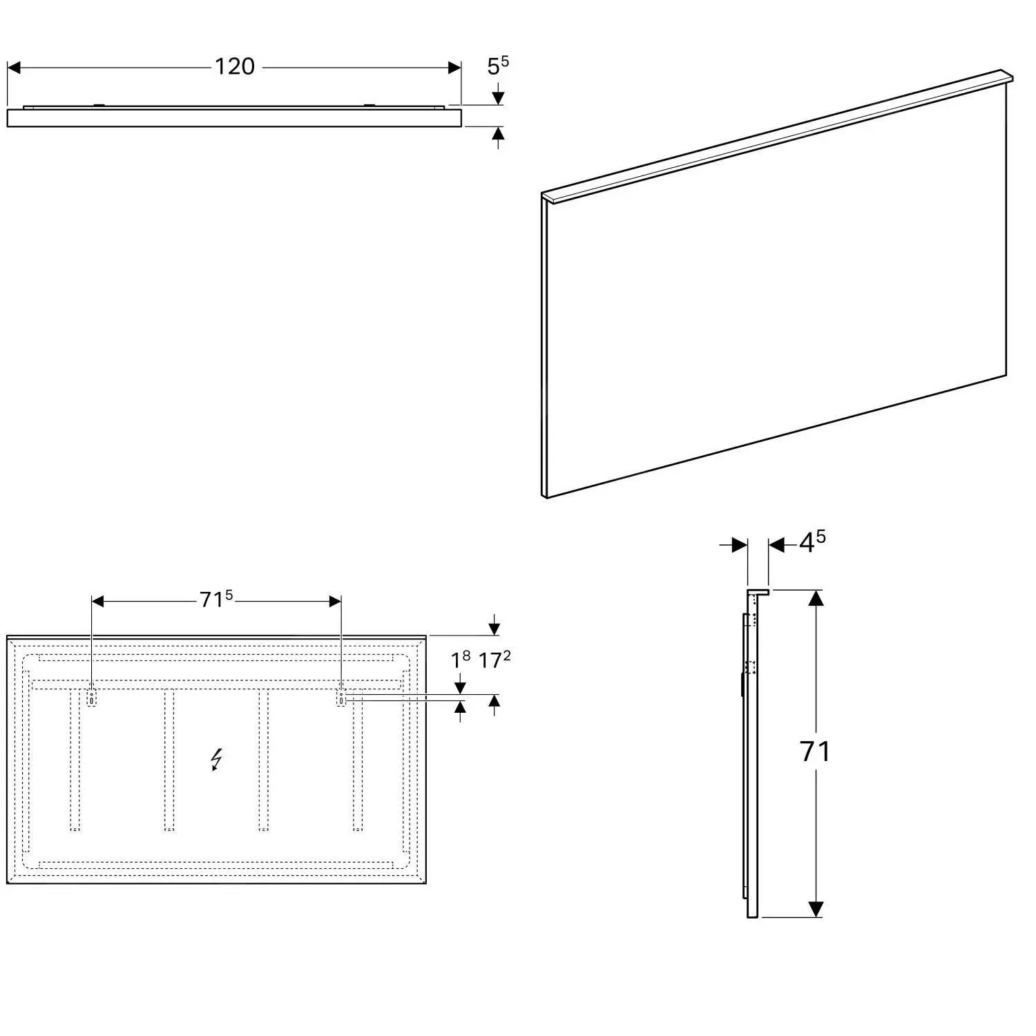 Geberit Xeno 2 - Espejo 1200x710 Mm Con Iluminación LED Y Calefacción 500.519.00.1 - Imagen 2