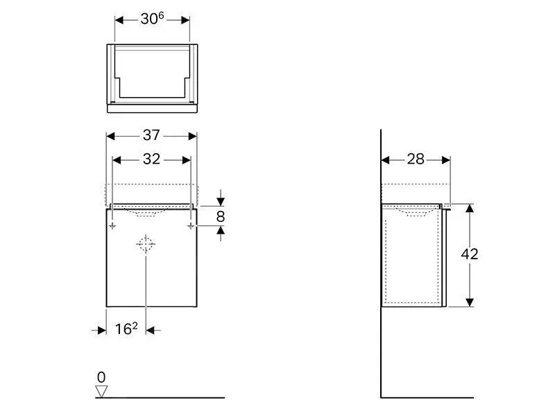 Geberit ICon - Mueble Bajo Lavamanos 380 Mm, Platino Brillante 840839000 - Imagen 2