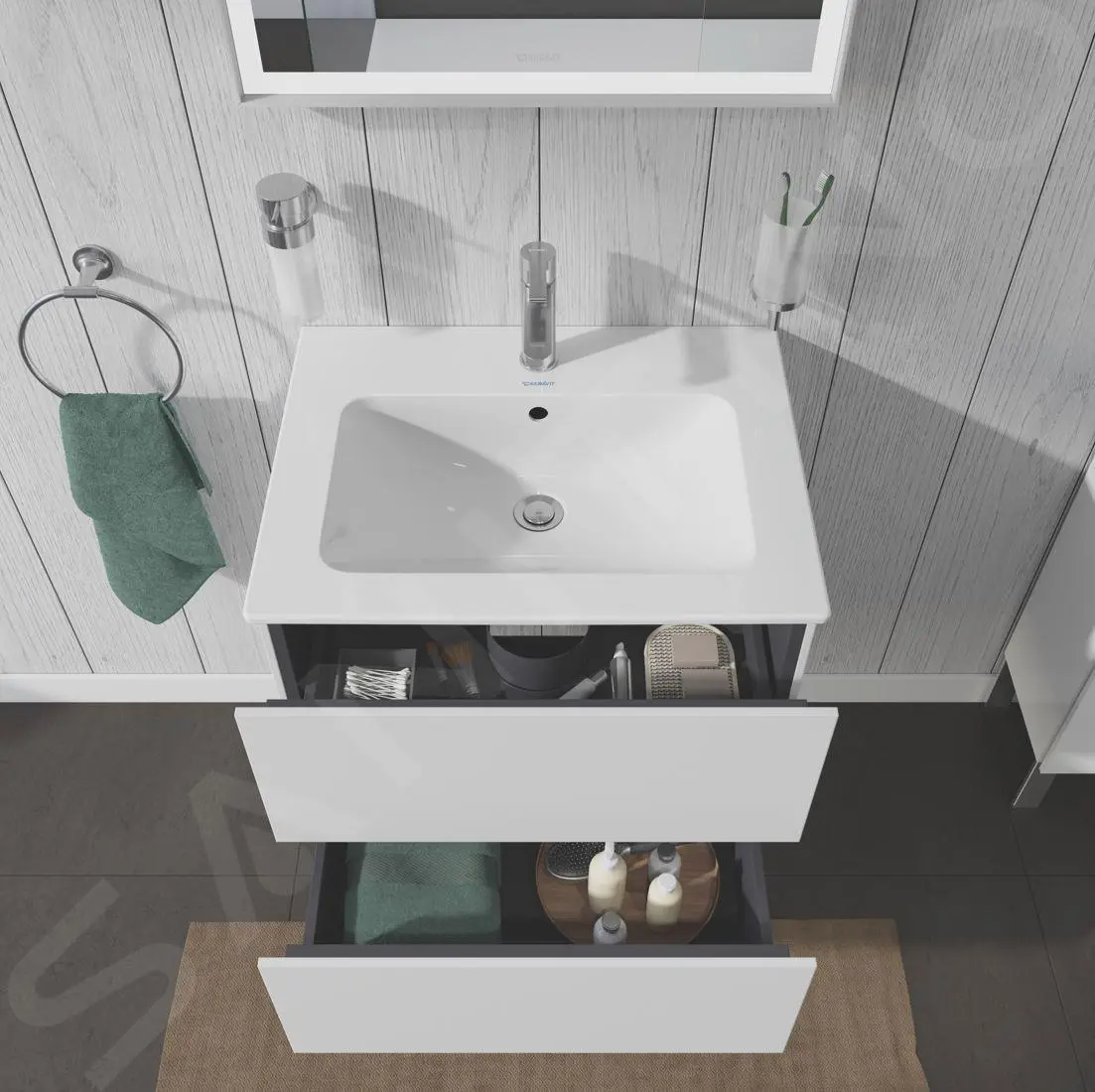 Duravit L-Cube - Armario De Lavabo 550x620x481 Mm, 2 Cajones, Blanco Brillante LC624002222 - Imagen 4