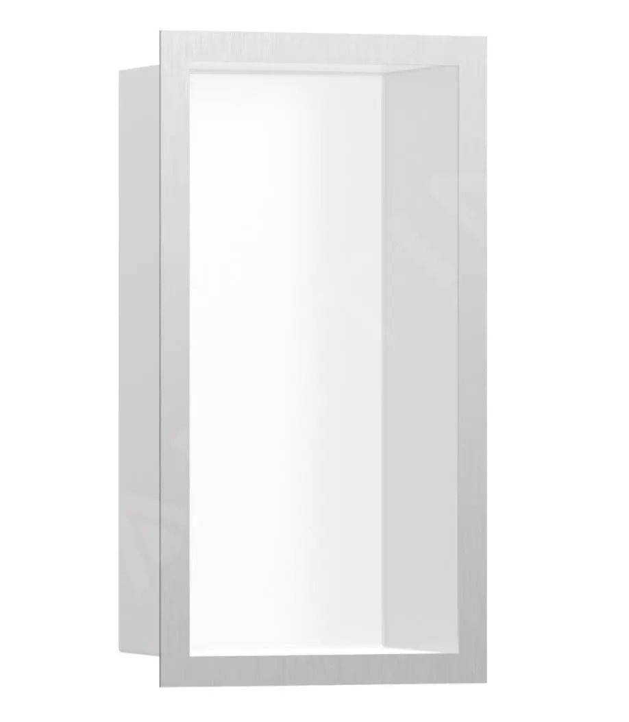 Hansgrohe XtraStoris Individual - Honracina De Pared Con Marco Decorativo, 300x150x100 Mm, Blanco Mate/acero Inoxidable Cepillado 56096800