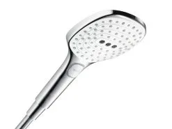Hansgrohe Raindance Select E - Alcachofa De Ducha 120, 3 Chorros, EcoSmart 9 L/min, Blanco/cromo 26521400