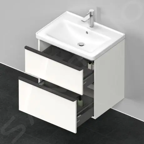 Duravit D-Neo - Mueble De Lavabo 634x625x452 Mm 2 Cajones, Blanco Brillante DE435402222 - Imagen 4