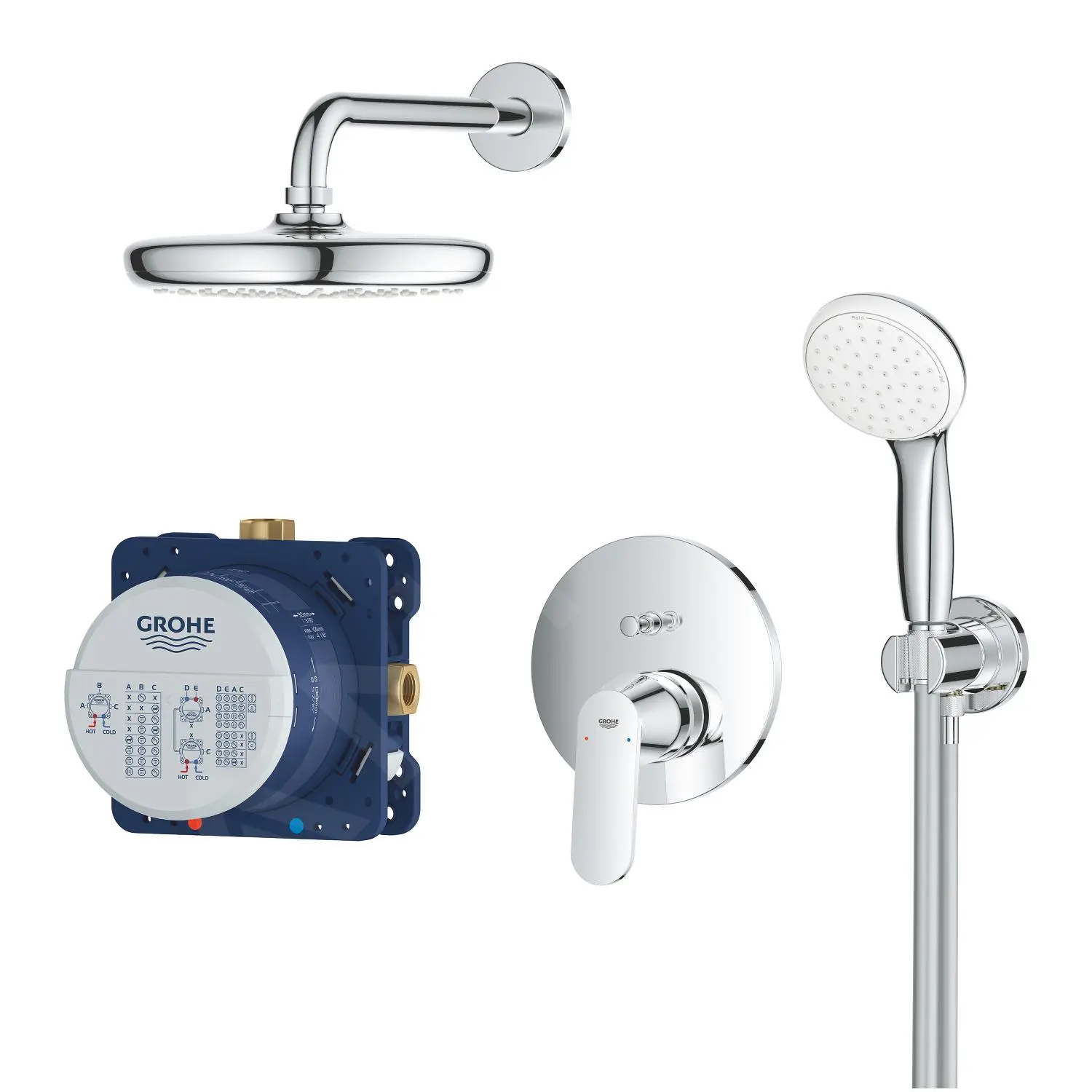 Grohe Eurosmart Cosmopolitan - Conjunto De Ducha Tempesta 210 Con Grifo Empotrado, Cromo 25219001 - Imagen 3