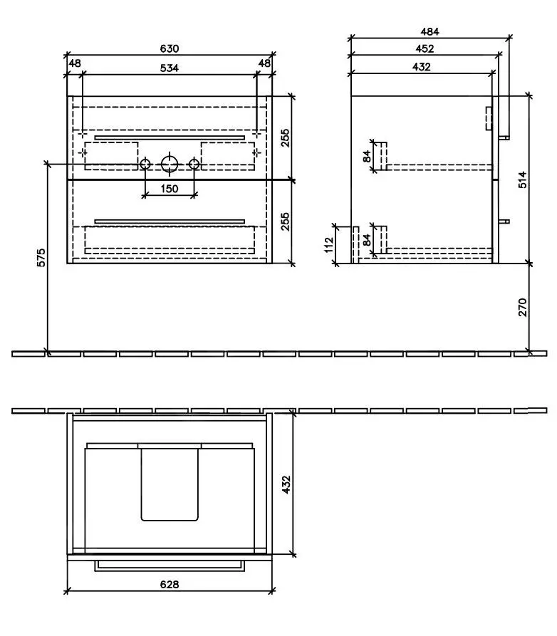 Villeroy & Boch Avento - Mueble De Lavabo, 630x514x452 Mm, 2 Cajones, Oak Kansas A89000RH - Imagen 2