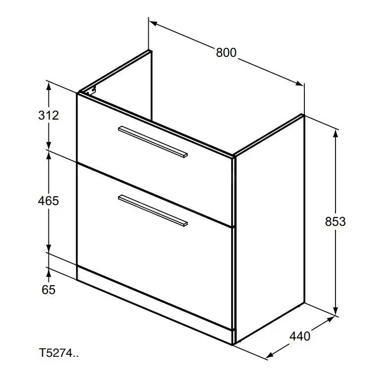 Ideal Standard I.Life A - Mueble De Lavabo 800x440x853 Mm, 2 Cajones, Gris Marengo Mate T5274NV - Imagen 2