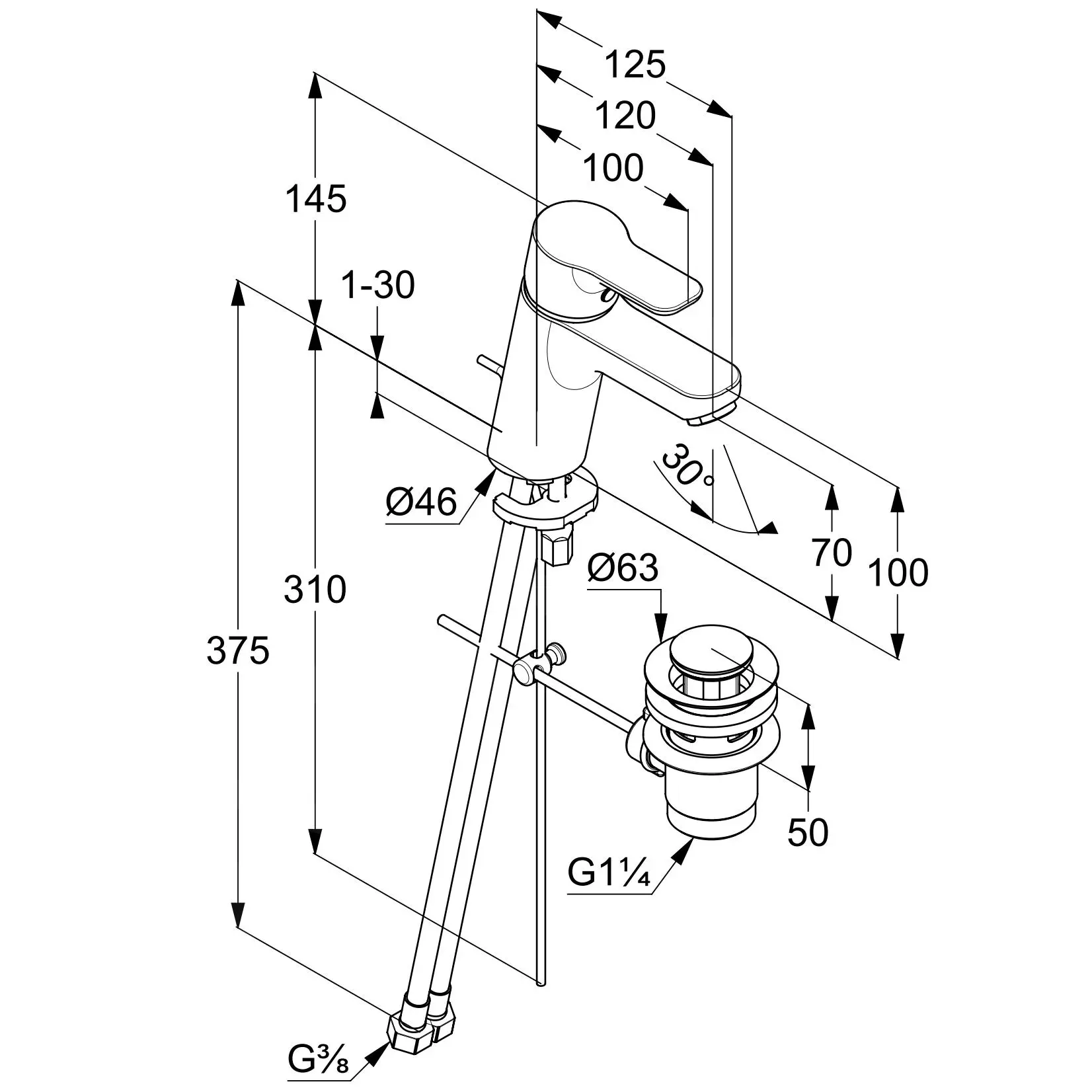 Kludi Pure&Easy - Grifo De Lavabo Con Desagüe, Cromo/blanco 373829165 - Imagen 2