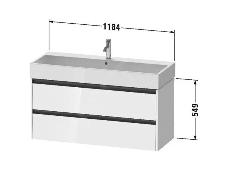 Duravit Ketho.2 - Mueble De Lavabo 549x1184x460 Mm, 2 Cajones, Blanco Brillante K25279022220000 - Imagen 2