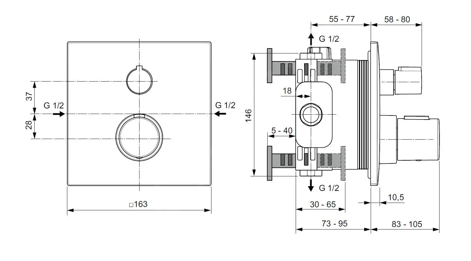 Ideal Standard CeraTherm - Grifo Termostático Empotrado De Ducha, Brushed Gold A6956A2 - Imagen 2