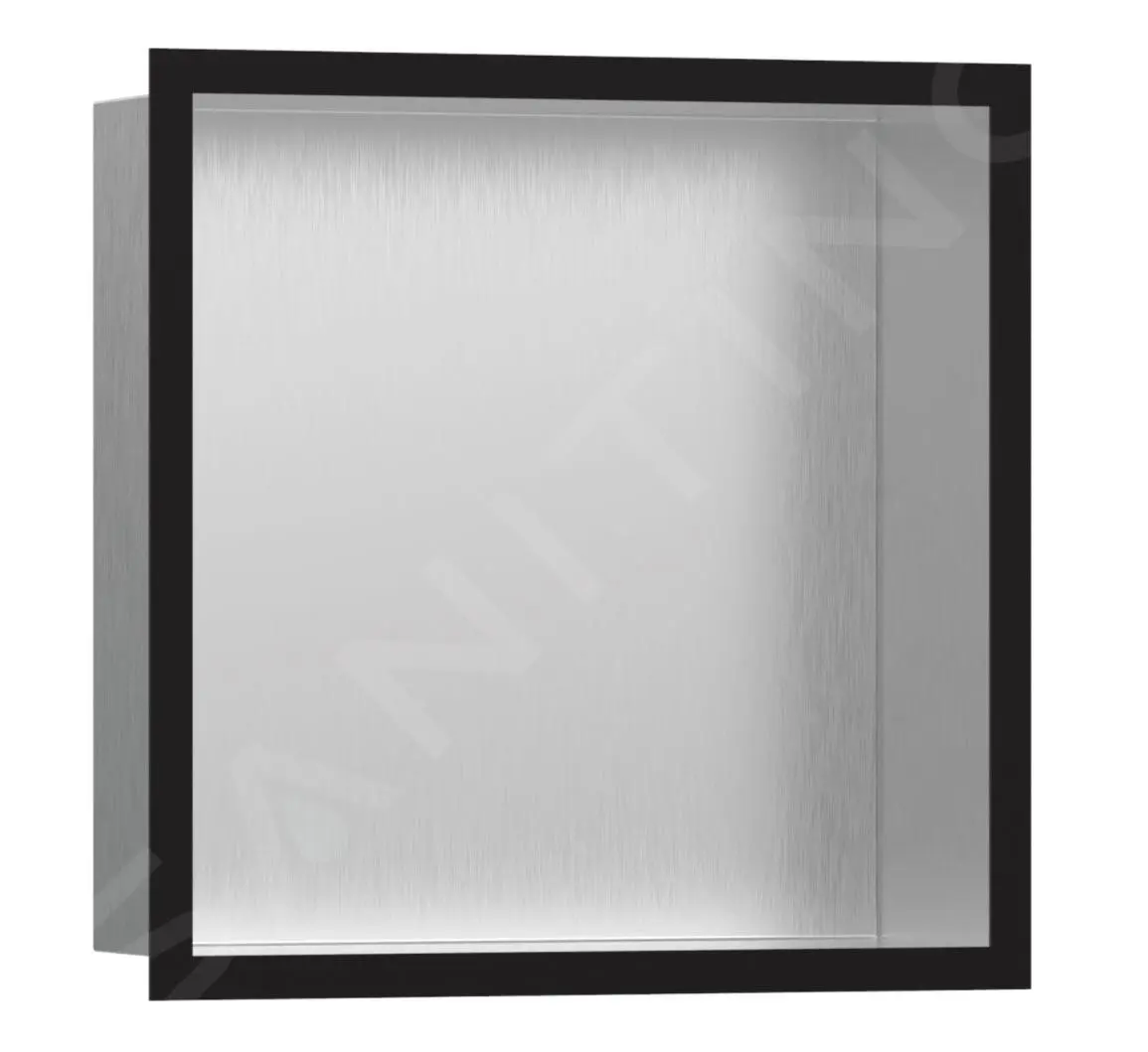 Hansgrohe XtraStoris Individual - Honracina De Pared Con Marco Decorativo, 300x300x100 Mm, Acero Inoxidable Cepillado/negro Mate 56097670