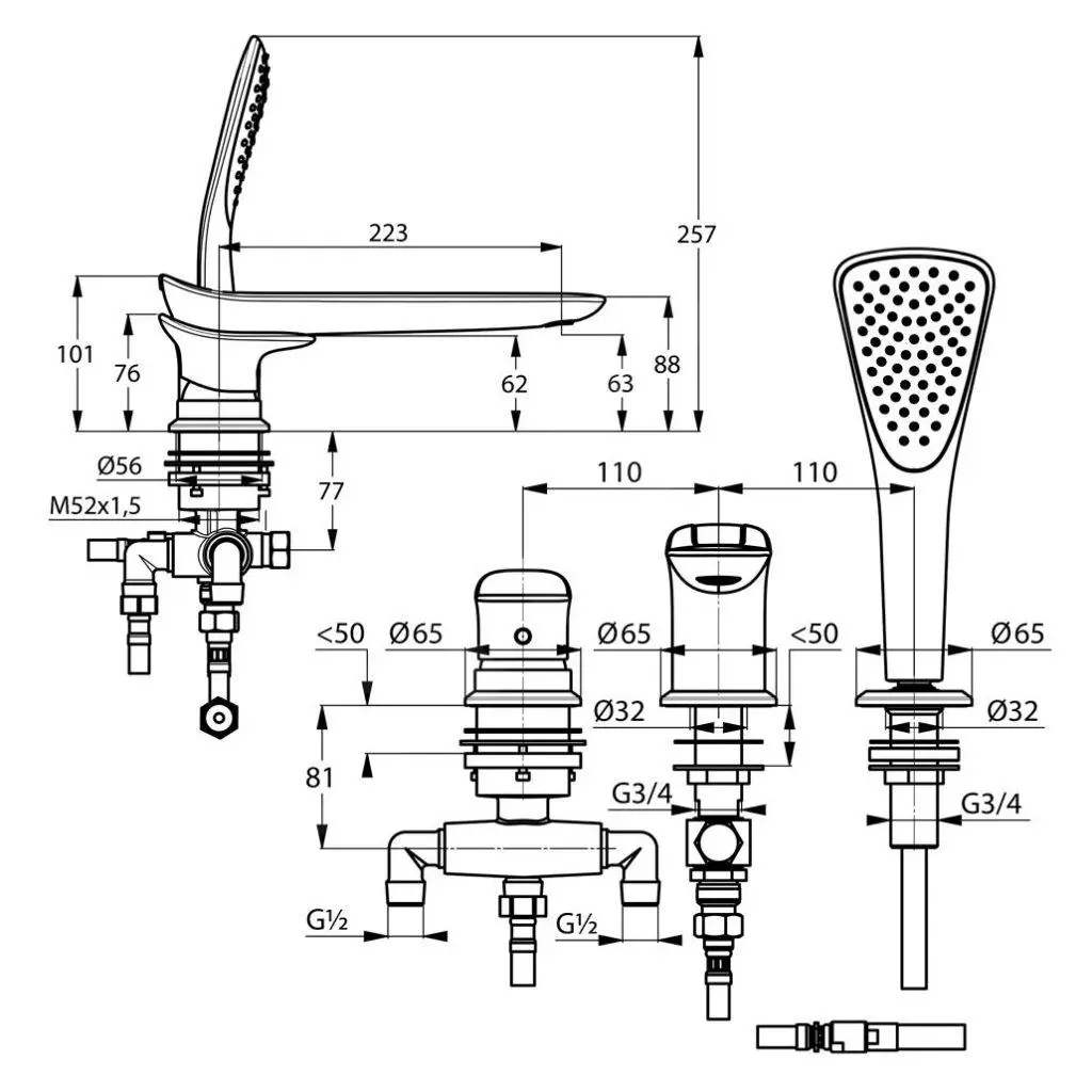 Kludi Amba - Grifo Para Borde De Bañera, Instalación De 3 Orificios, Cromo 534470575 - Imagen 2
