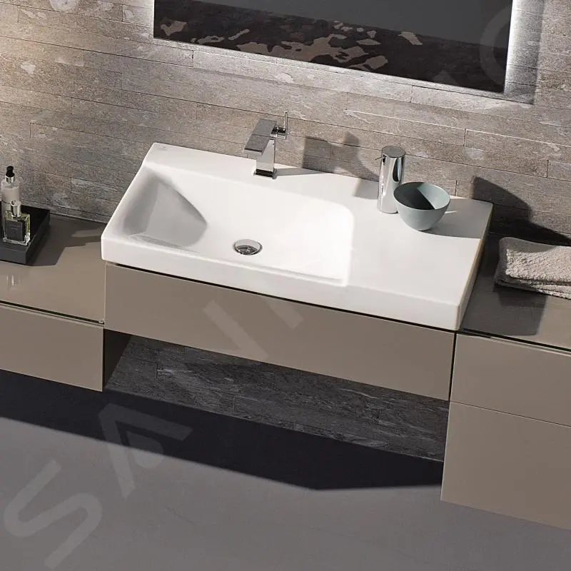 Geberit Xeno 2 - Armario Bajo El Lavabo 900 Mm Con Superficie De Almacenamiento, Cajón Con Iluminación LED, Gris-beige 500.513.00.1 - Imagen 3