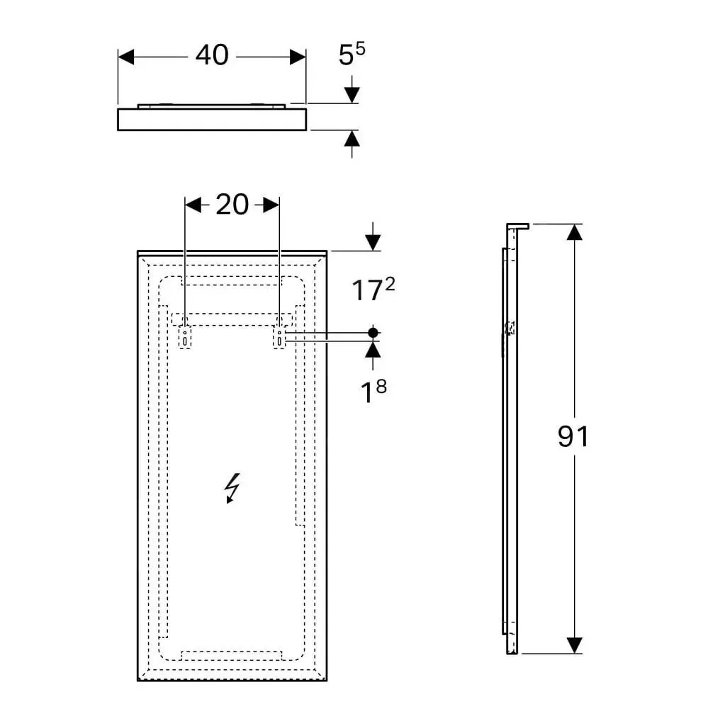 Geberit Xeno 2 - Espejo 400x910 Mm Con Iluminación LED Y Calefacción 500.520.00.1 - Imagen 2