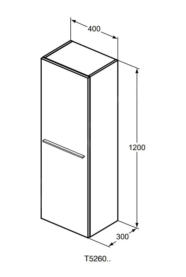 Ideal Standard I.Life A - Armario Alto Para Baño 400x300x1200 Mm, 1 Puerta Izquierda/derecha, Roble Café T5261NW - Imagen 2