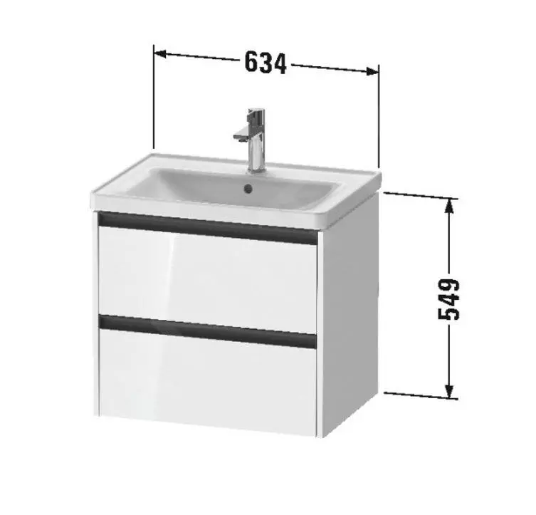 Duravit Ketho.2 - Mueble De Lavabo 549x634x455 Mm, 2 Cajones, Blanco Mate K25282018180000 - Imagen 2