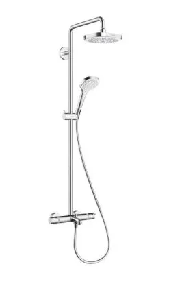 Hansgrohe Croma Select E - Grifo De Bañera Termostático Showerpipe 180 Con Accesorios, 2 Chorros, Blanco/cromo 27352400