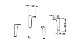 Duravit Accesorios - Pies De Pedestal, 4 Uds, Cromo UV991900000