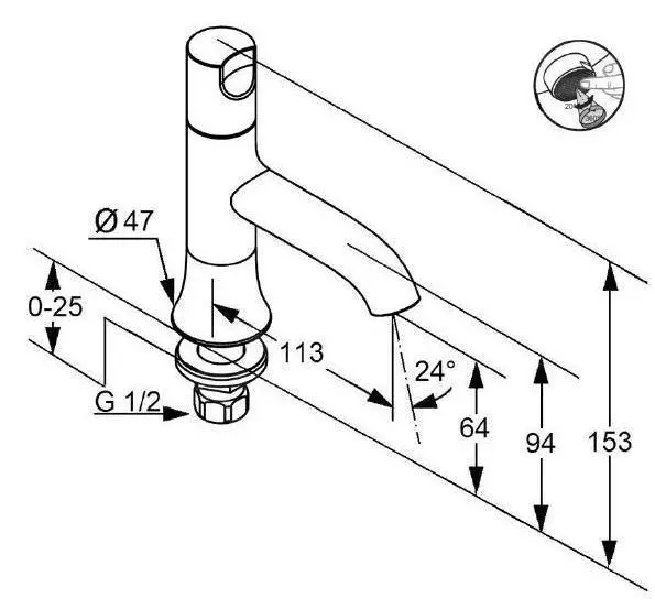 Kludi O-Cean - Grifo De Pie Para Gua Fría, Cromo 381160530 - Imagen 2