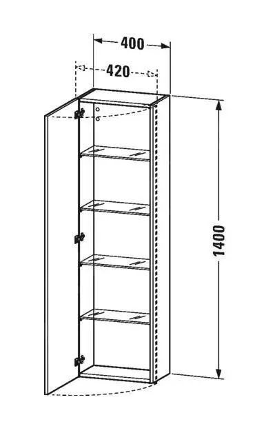 Duravit DuraStyle - Armario Alto 1400x400x240 Mm, Variante Derecha, Blanco Brillante DS1218R2222 - Imagen 2