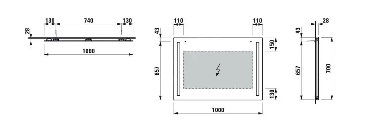 Laufen Lani - Espejo Con Iluminación LED, 100x70 Cm H4038551121441 - Imagen 2
