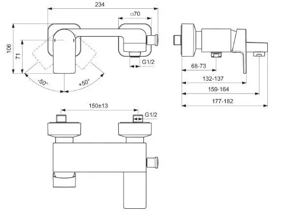 Ideal Standard Edge - Grifo De Bañera, Cromo A7121AA - Imagen 2