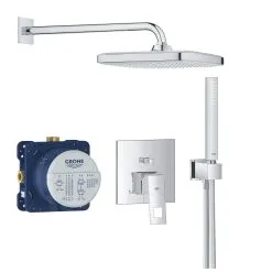 Grohe Eurocube - Conjunto De Ducha Con Grifo Empotrado, 250 Mm, 1 Chorro, Cromo 25239000