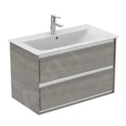 Ideal Standard Connect Air - Mueble Bajo Lavabo, 800x440x517 Mm, 2 Cajones, Roble Gris/blanco Mate E0819PS