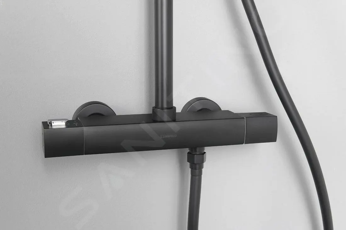 Sapho Duchas - Conjunto De Ducha DARK Con Grifo Termostático, 2 Chorros, Negro Mate KJ639 - Imagen 6