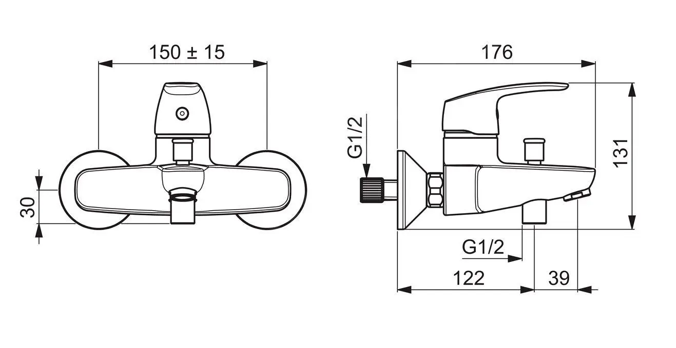 Hansa Pinto - Grifo Monomando De Bañera De Pared, Cromo 45112183 - Imagen 2