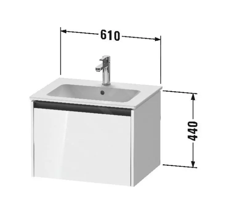 Duravit Ketho.2 - Mueble De Lavabo 440x610x480 Mm, 1 Cajón, Blanco Brillante K25062022220000 - Imagen 2