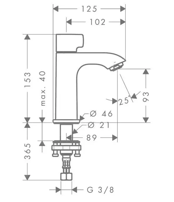 Hansgrohe Metris New - Grifo De Agua Fría Para Lavabo, EcoSmart, Cromo 31166000 - Imagen 2