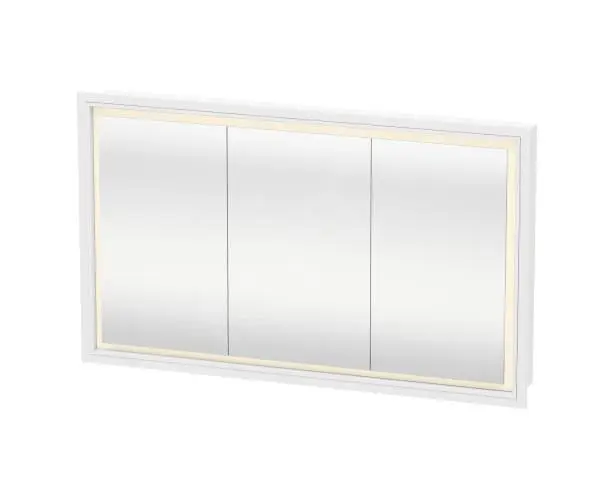 Duravit L-Cube - Armario Con Espejo Con Iluminación LED, Encastrable, 700x1200x155 Mm, 3 Puertas, Blanco LC7653000001000