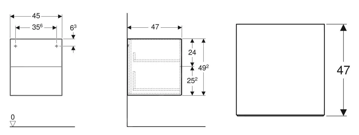 Geberit ONE - Armario Lateral, 450x492x470 Mm, 2 Cajones, Blanco Brillante 505.077.00.1 - Imagen 2