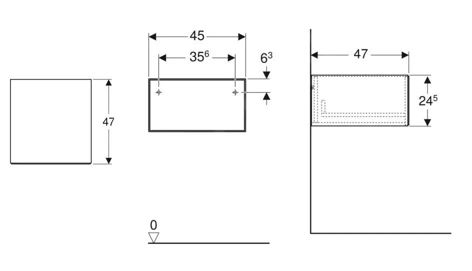 Geberit ONE - Armario Lateral 45x25x47 Cm, 1 Cajón, Roble 505.078.00.5 - Imagen 2