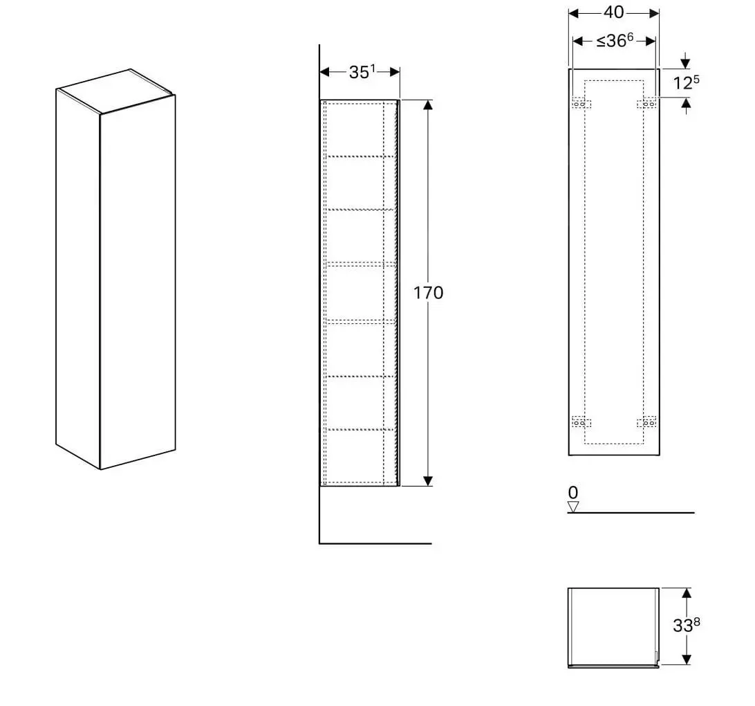 Geberit Xeno 2 - Armario Alto 1700x400 Mm, Espejo Dentro, Blanco Brillante 500.503.01.1 - Imagen 2