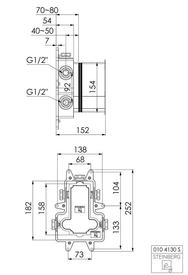 Steinberg Cuerpos De Montaje - Cuerpo De Montaje Para Grifos Empotrados Termostáticos 010 4130 S - Imagen 2
