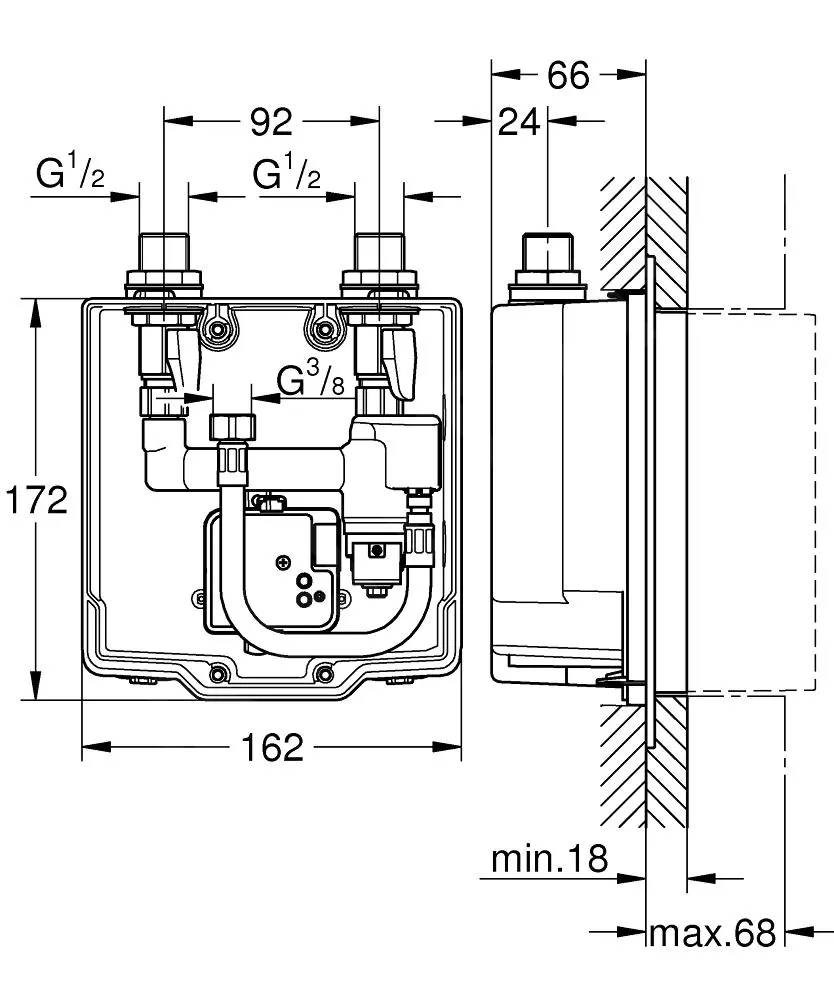 Grohe Cuerpos De Montaje - Cuerpo Empotrado Para Grifo Electrónico De Lavabo 36336001 - Imagen 2