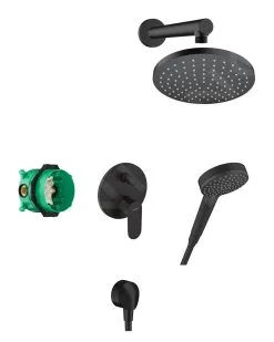 Hansgrohe Vernis Blend - Conjunto De Ducha 200 Con Grifo Empotrado, Negro 27911670