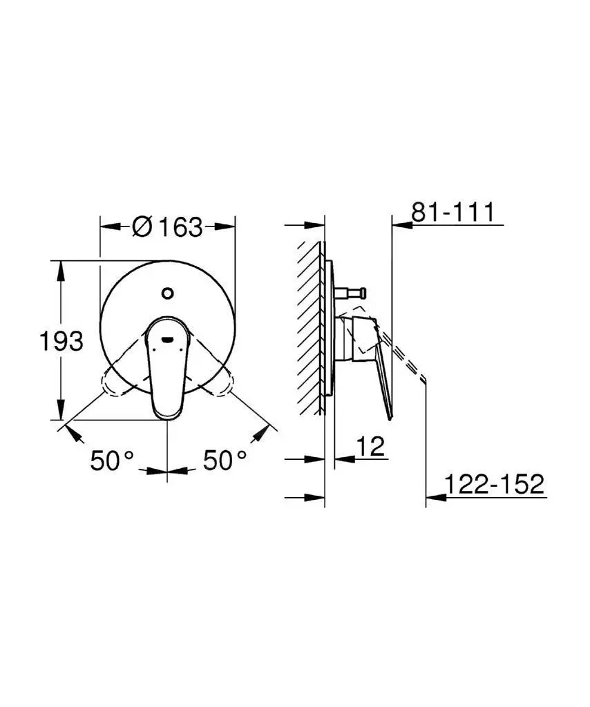 Grohe Eurodisc Cosmopolitan - Grifo Empotrado De Bañera, Cromo 19548002 - Imagen 2